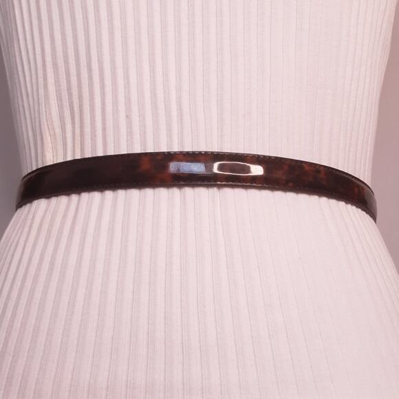 Rhinestone Studded Buckle Skinny Belt Womens XSmall Waist Brown Black Strap - Picture 4 of 14